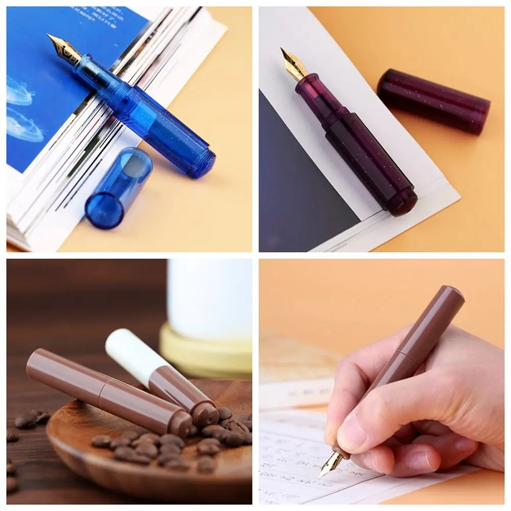 Portable Transparent Fountain Pens Starry Sky Fine Pointed Writing Ink Pen Short EF/F Nib Mini Pocket Pen Office Accessories