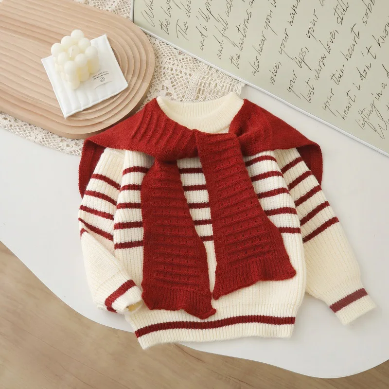 

Girls Sweaters Spring Autumn 2025 Children Woolen Jersey Tops Fashion Clothing For Baby Knitted Outerwear Kids Pullover Sweater