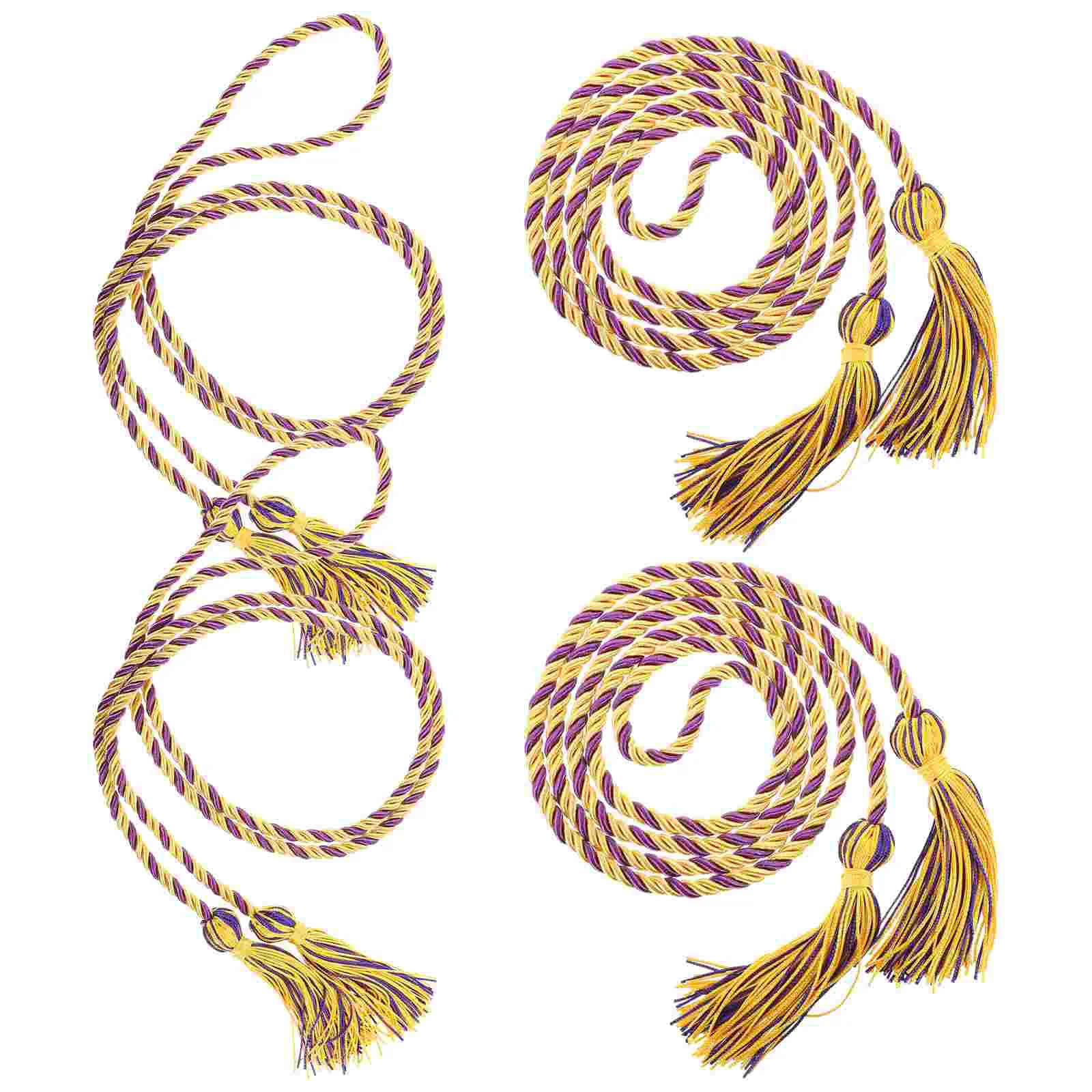 4 Pcs Gold Waist Belt Tassel Honor Rope Wedding Decorations Graduation Clothes Cords Polyester Braided Formal Dress