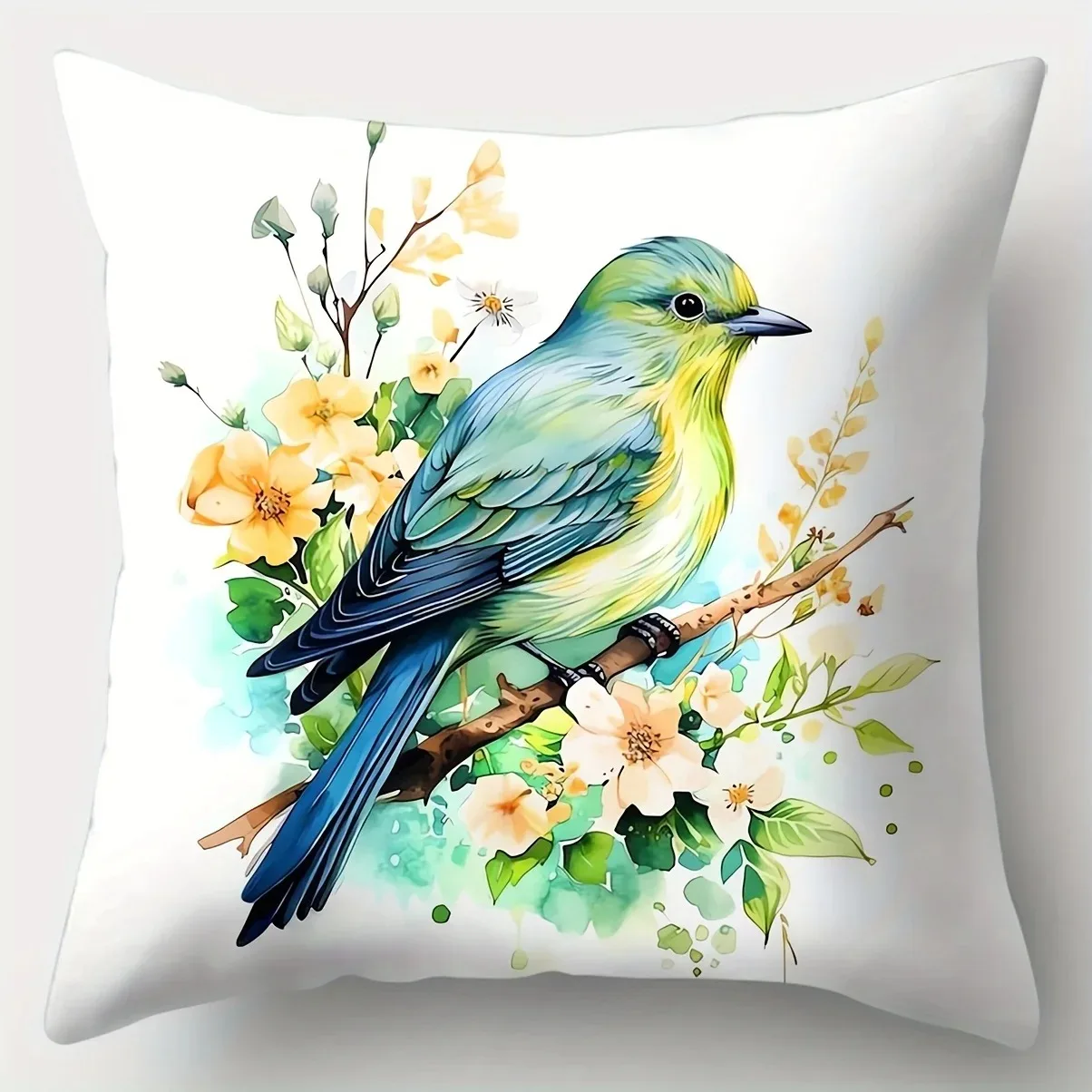 Home Decor Colorful Birds And Floral Pattern Pillow Covers Pattern Cushion Cover Suitable For Sofa Bedroom Car Pillow Cover