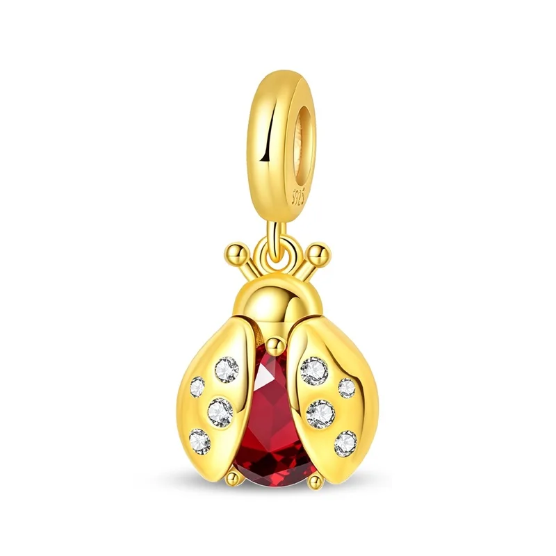 925 Sterling Silver Sparkling and Dynamic Ladybug Charms Pendant Fit Original Bracelet DIY Women Fashion Birthday Jewelry Gifts