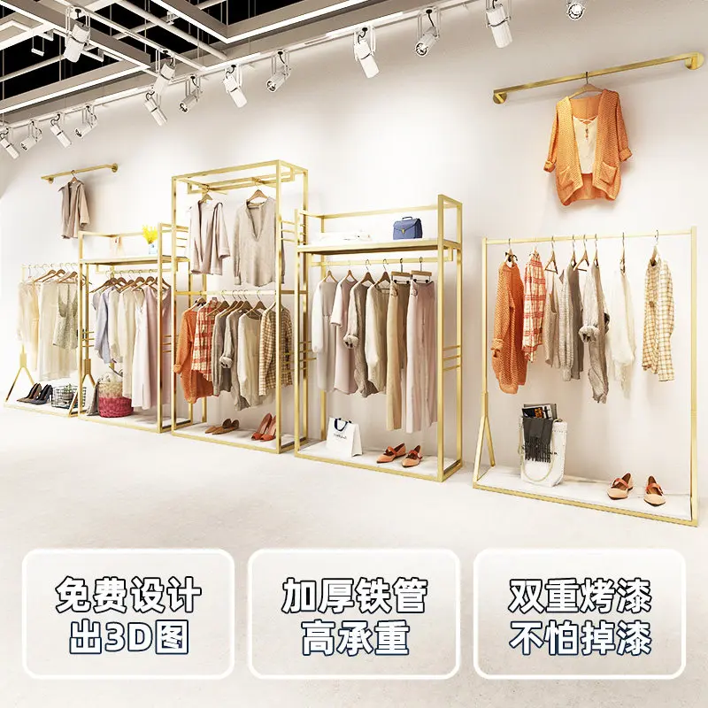 Clothing store display rack Floor-to-ceiling combination high-end men's and women's clothing display rack