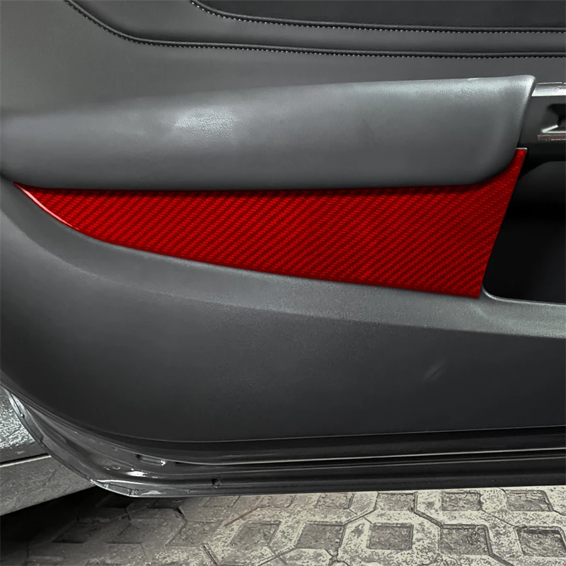 Real Soft Carbon Fiber For Ford Mustang 2024 2025 Car Door Armrest Panel Trim Car Interior Accessories