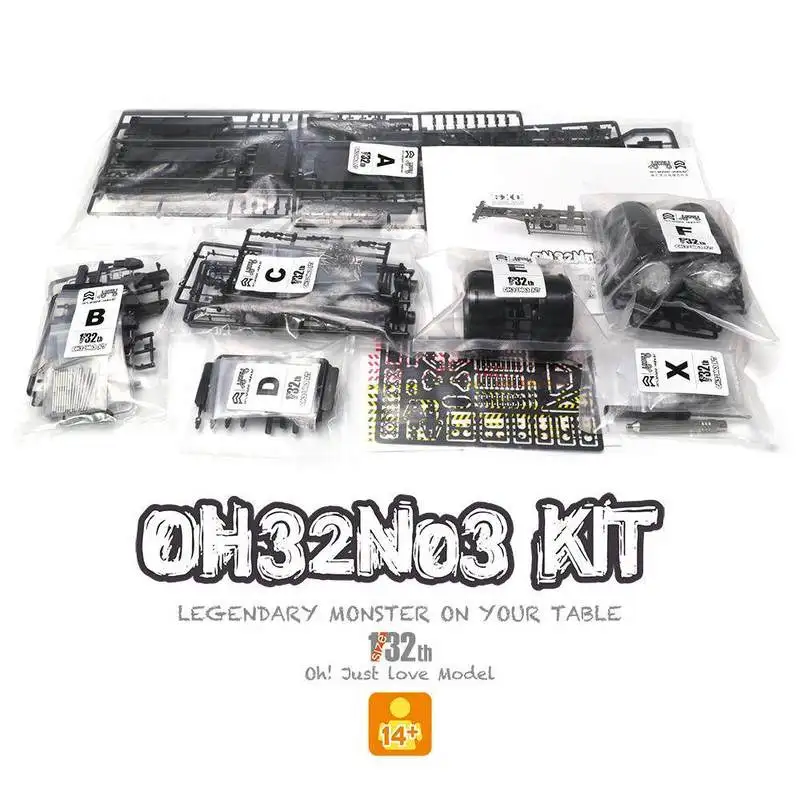 1:32 Oh32n03 Container Chassis Trailer Model Kit Unassembled Diy Build Spare Parts For Desktop Model Enthusiasts