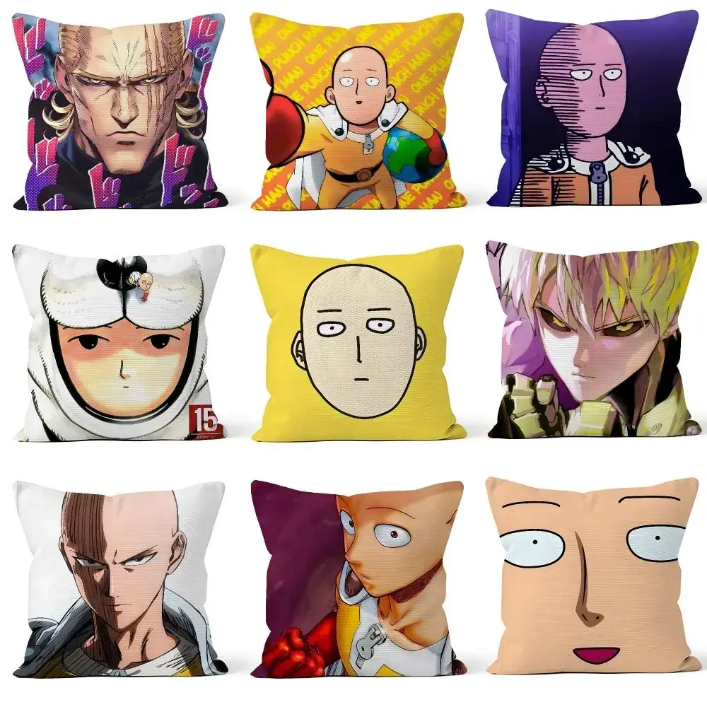 Anime One-Punch Man OPM Saitama Genos Cushion Cover Throw Pillow Soft Short Plush Cozy Durable Colorfast Sofa Bedroom Home Decor