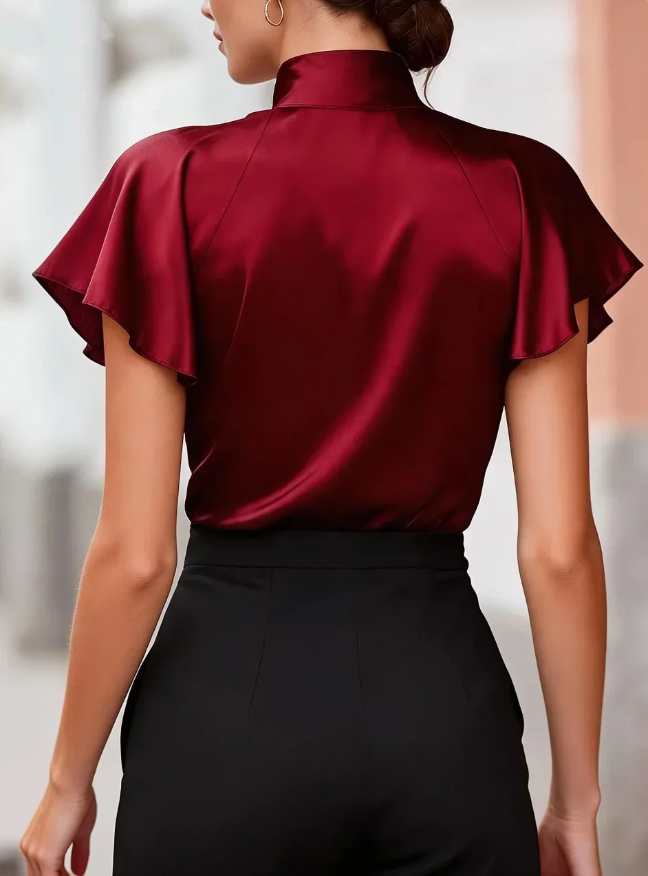 Midnight Elegance Satin Blouse S314d923c1ff74e0cb15016aee61e47dcP