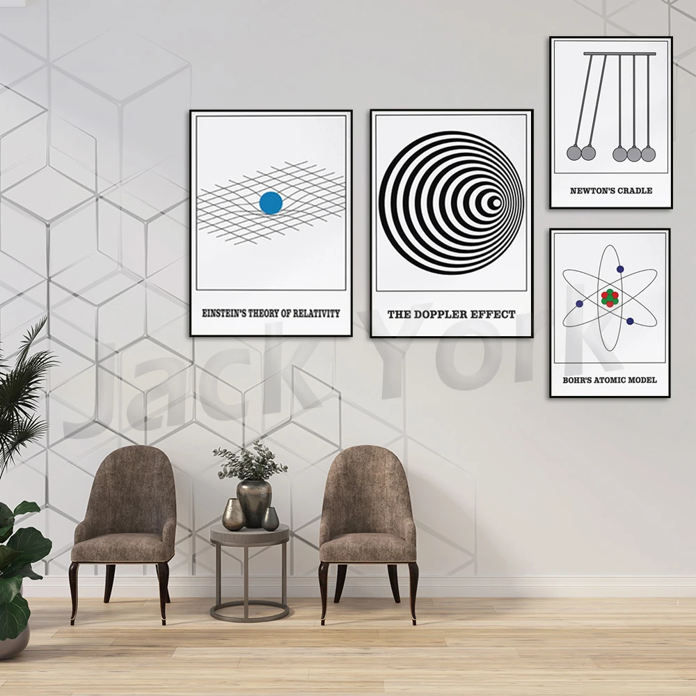 Doppler effect as scientific poster, Hilbert curve as scientific poster, physics,  gift idea, illustration, printable wall art