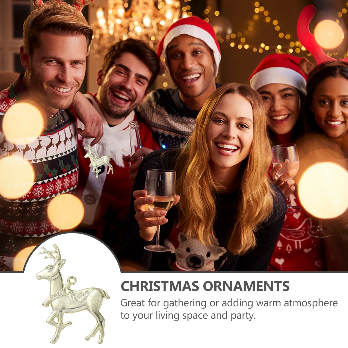 

30 Pcs Reindeer Pendant Christmas nament DIY Accessories Electroplating Reindeer Adornment Hanging Decor Jewelry Making