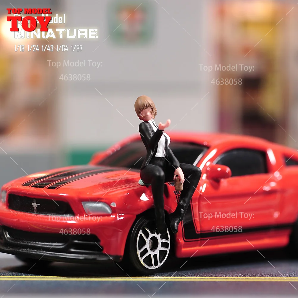 Painted Miniatures 1/18 1/24 1/64 1/43 1/87 Anime Handsome Cool Girls Female Scene Figure Doll Unpainted Model For Car Vehicles