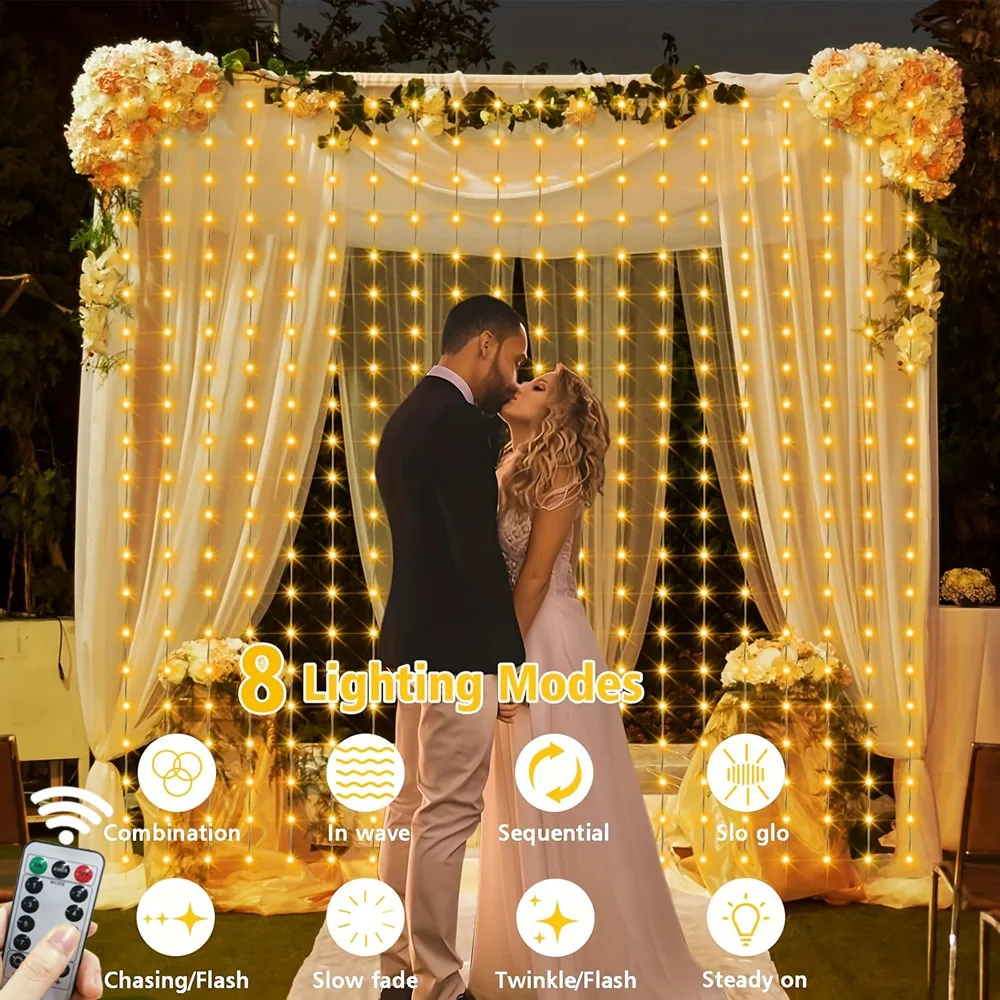 8 طرق USB التحكم عن بعد الجنية أضواء الزفاف زينة عيد الميلاد LED جارلاند الستار أضواء سلسلة للمنزل غرفة نوم السنة الجديدة مصباح #4