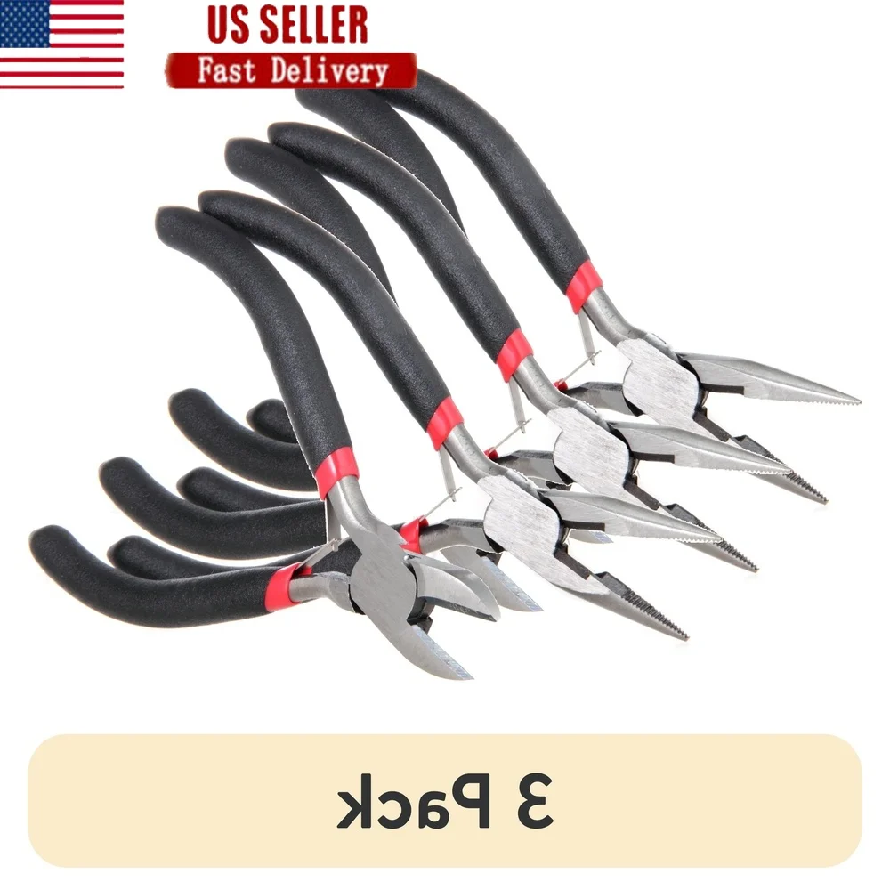 

Набор мини-плоскогубцев из 2 предметов, диагональные плоскогубцы с длинным носом, высокопрочная углеродистая сталь, эргономичные противоскользящие ручки, легкий инструмент для рукоделия