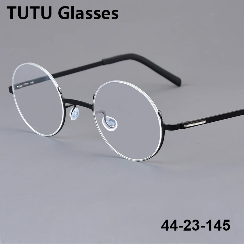 

Fashion Small Round Men Pure Titanium Glasses Frame Brand Design Ultralight Top Quality Women Eyeglasses No Screw Spectacles