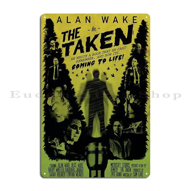 Alan Wake In The Taken Samandfaz Metal Sign Cave Personalized Wall Mural Wall Plaque Vintage Tin Sign Poster