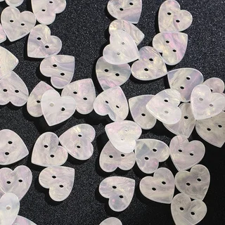 10pcs Pearly luster White Transparent Heart Shaped Double Hole Buttons Coat & Cheongsam Accessory Garment Decor Sewing Materials