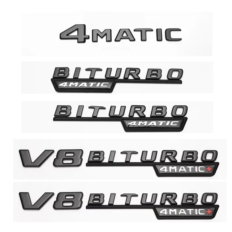 

3D ABS V8 BITURBO TURBO 4MATIC Letter Emblem Car Fender Side Sticker For Mercedes Benz W222 W223 W205 W204 Rear Trunk Styling