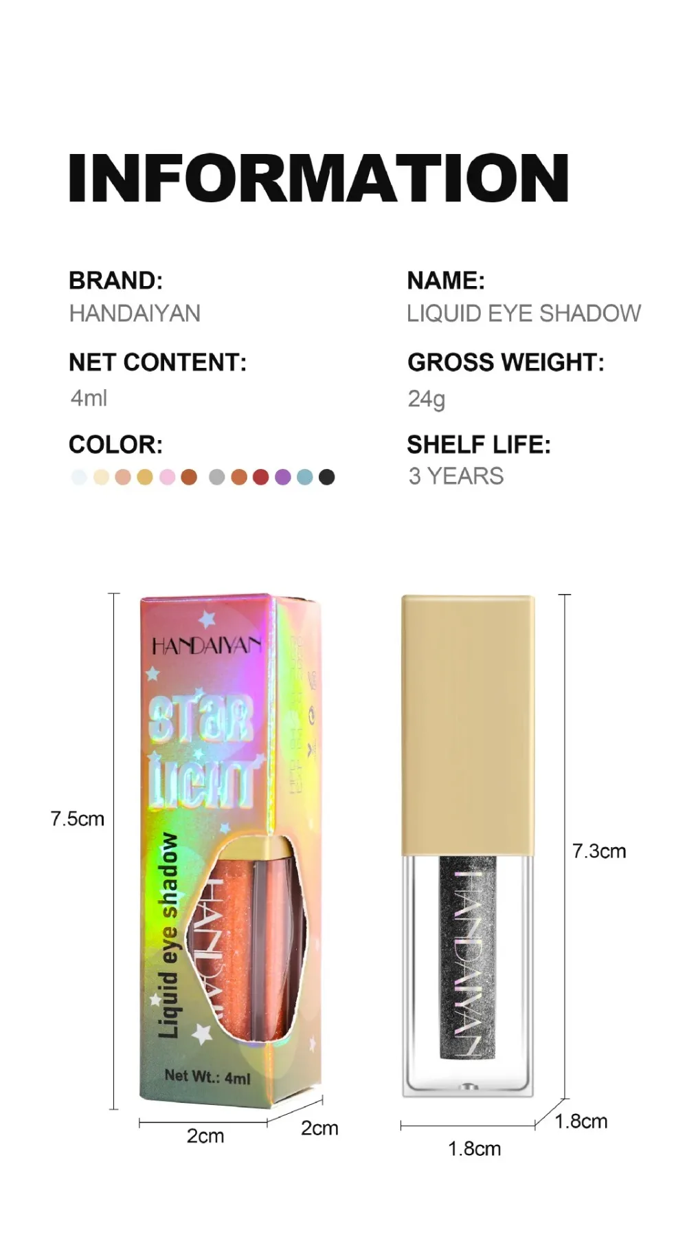 Diamentowy Perłowy Brokatowy Cień do Powiek Shimmer Metaliczny Trwały Modny Wodoodporny Wielofunkcyjny Płynny Cień do Powiek Kosmetyki