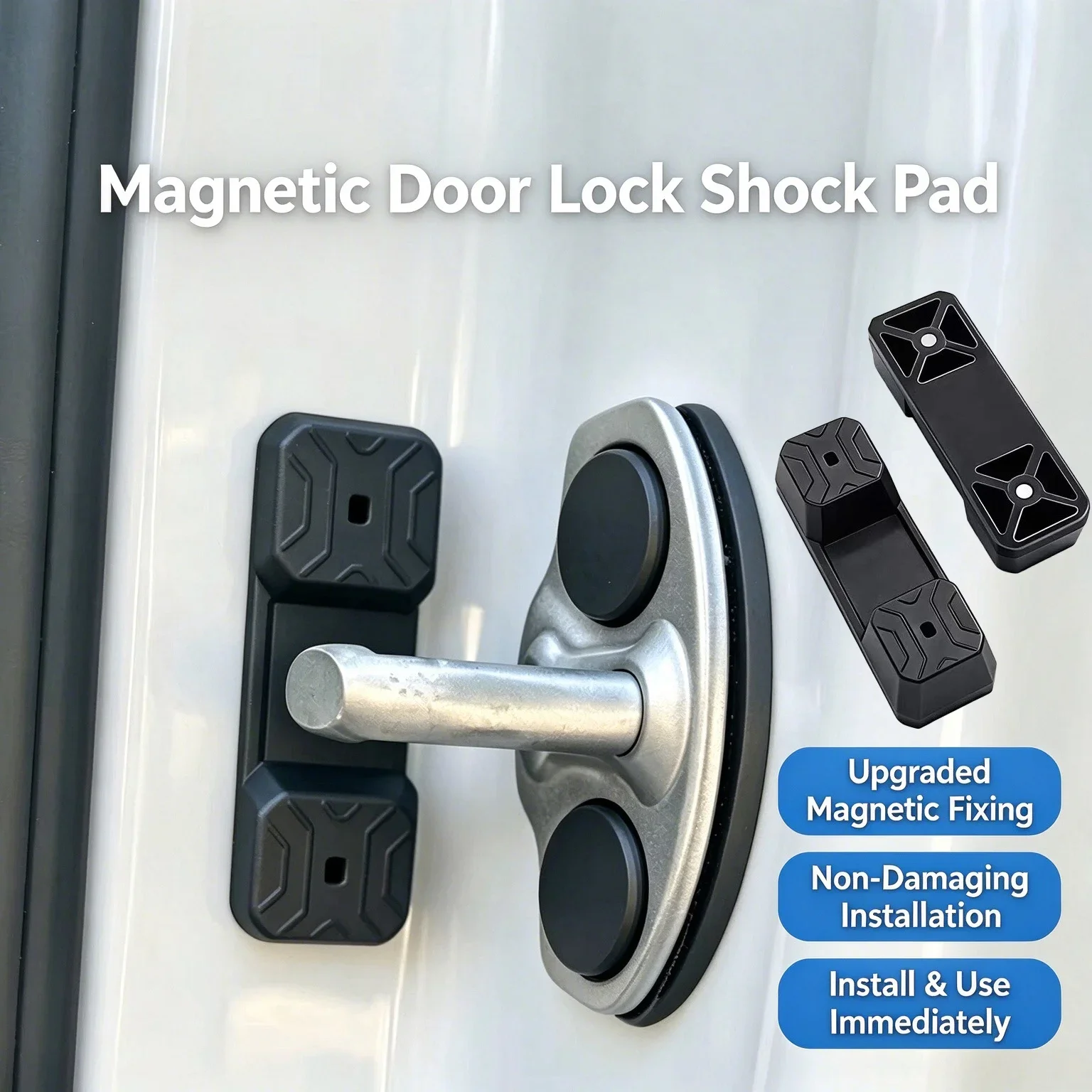 Magnetic Car Door Lock Shock Pad Silicone Door Latch Buffer Damper Anti-Wear Protective Cover Magnetic Installation Auto Parts