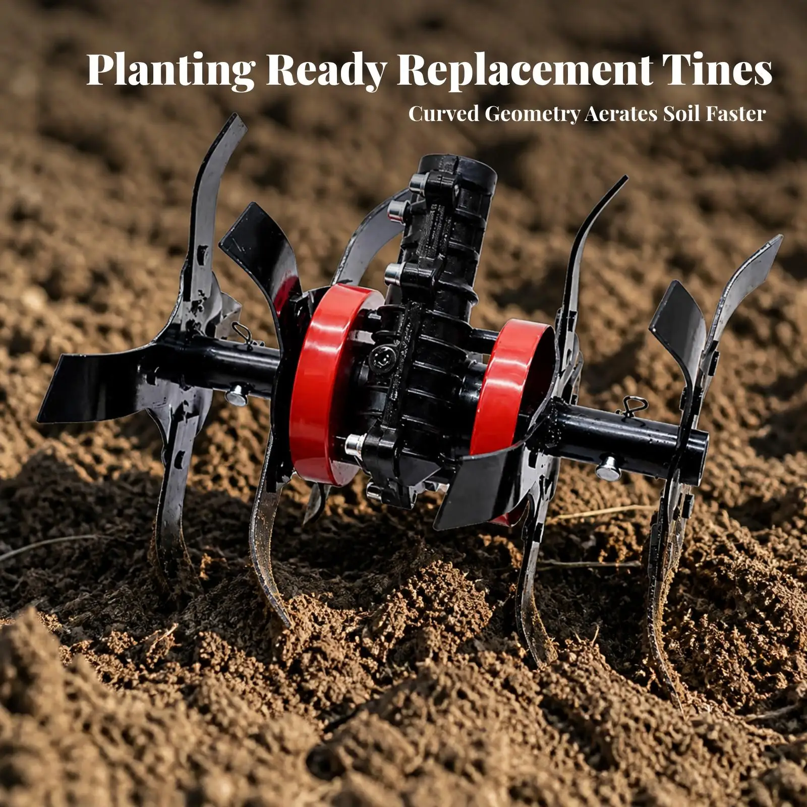 Lawn Mower Cultivator Attachment Multi-Functional Cultivator Wheel Assembly with Soil-Working Blades Soil Loosener Wheel