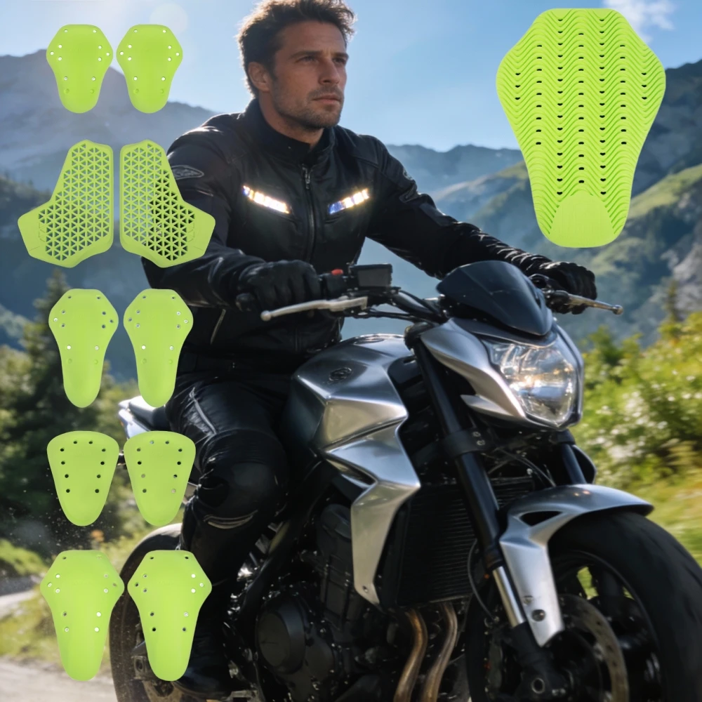 

CE Certified Motorcycle Back Protector – Universal Built-In Spine Protection Pad Green Impact Shock Absorption Riding Gear
