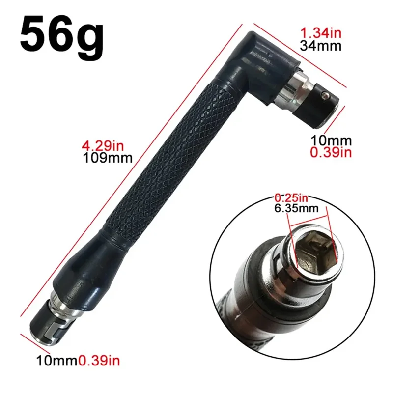 L-shaped 1/4 Hexagonal Screwdriver Bit 90 Degree Double Head Handle Black 6.35 Wrench Bit Joiner Handle Ratchet-Wrench Tool Set