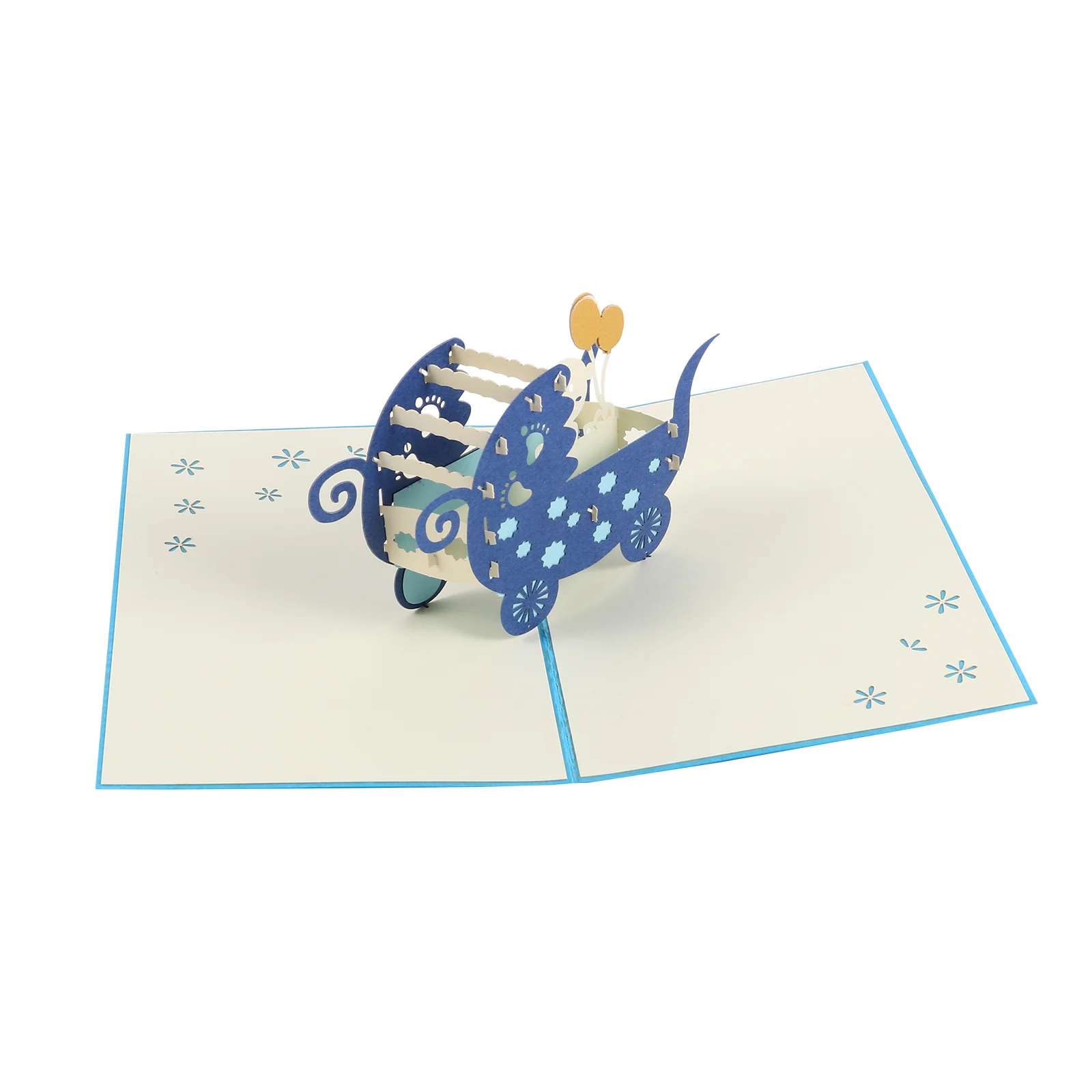 

3 D Three-dimensional Baby Carriage Greeting Card Cards Special Paper Material Wish