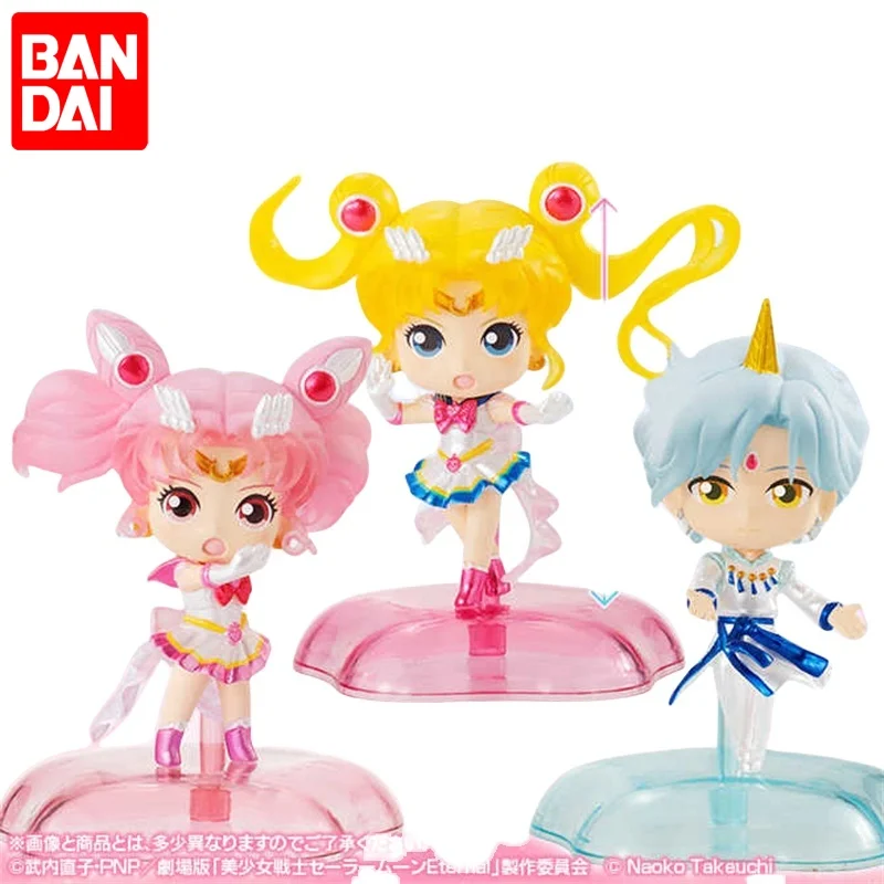 Genuine Bandai Sailor Moon Star Twisted Egg 3 Twinkle Statue Anime Figure Chibi Usa Elios Collection Model Kids Gifts Toys