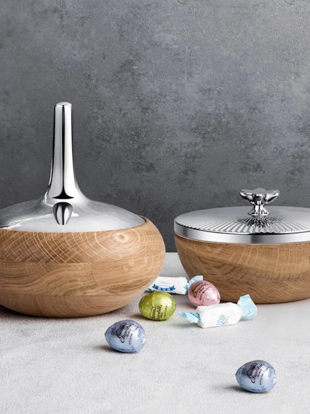 Creative Oak Wood Storage Box Bowl With Lid Candy Jar Decorative Jewelry Box For Living Room Home Decoration Gifts Scandinavian