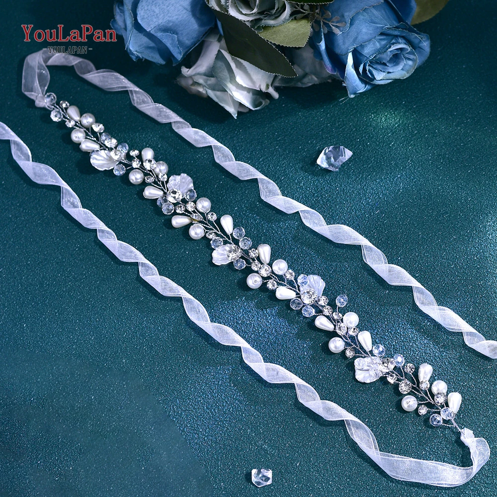 YouLaPan Bruid Parel Kristal Taille Accessoires Trouwjurk Riem Handgemaakte Zilveren Kleur Taille Ketting Riem Prom Gown Riemen SH788