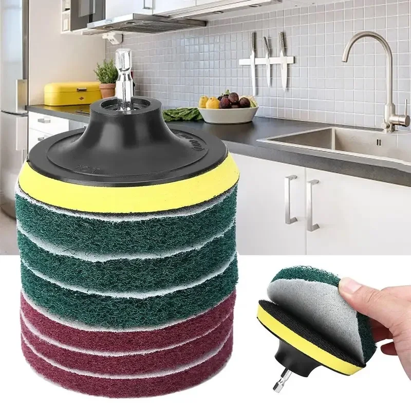 

8Pcs Drill Power Brush Tile Scrubber Initializing Mat Cleaning Kit Bathroom Floor Bathtub Polishing Mat Household Cleaning Tools