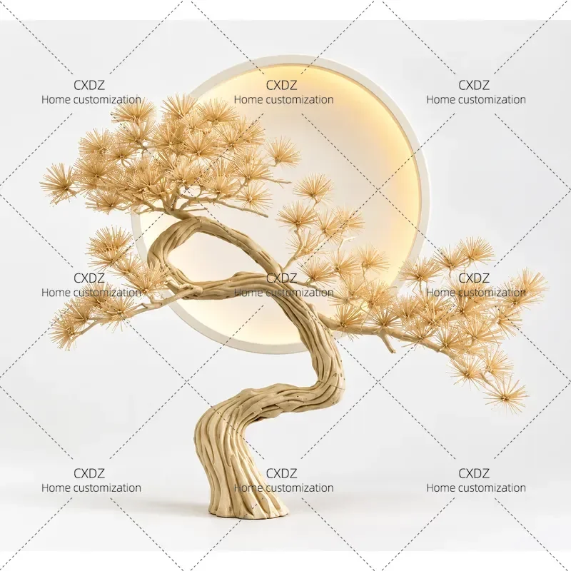 Large Artificial Pine Tree Bonsai Fake Luo Han Song White Cedar Plant Indoor Decor for Mall Hotel Living Room Soft Decoration