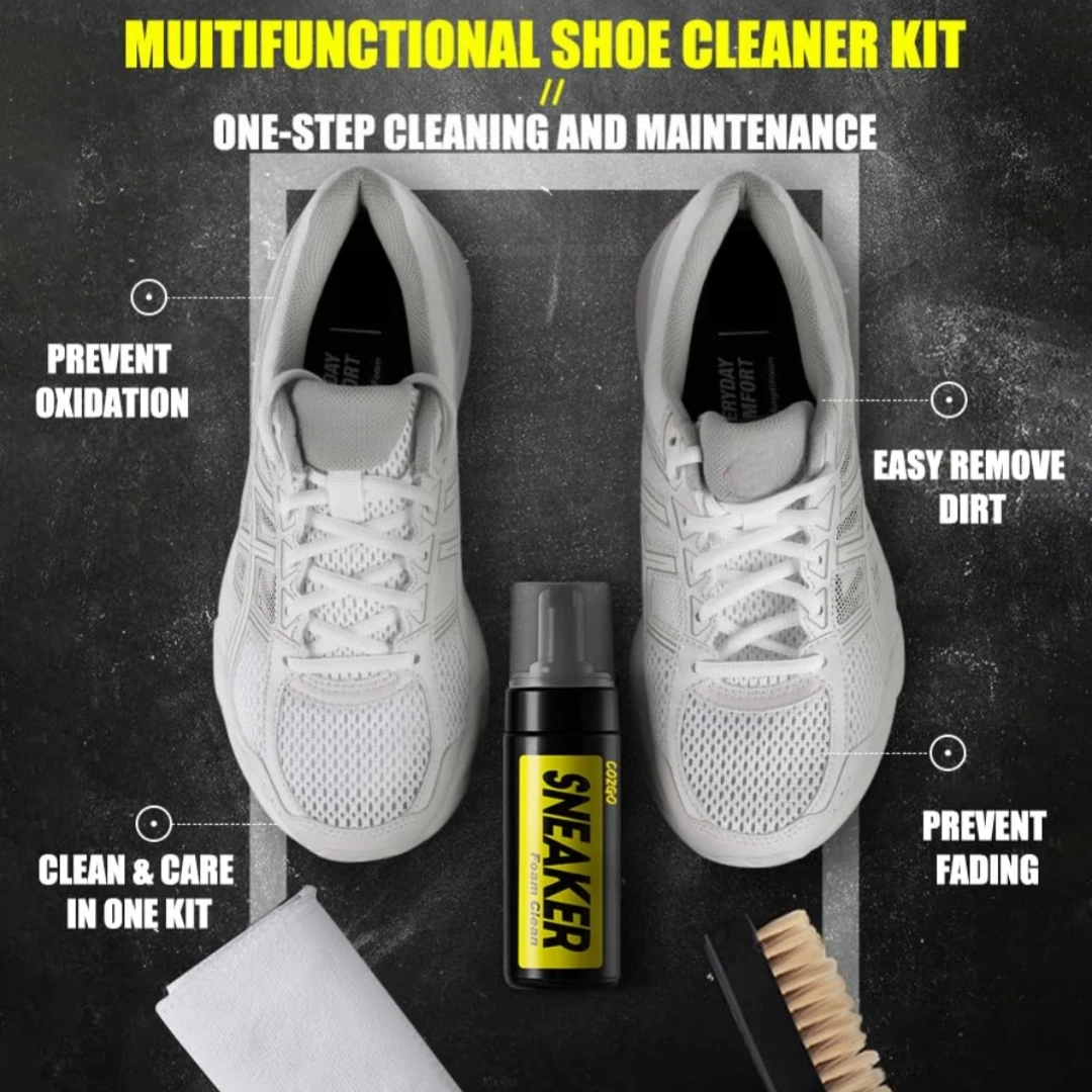 Limpiador de zapatillas de espuma sin agua, 150ML, cepillo para zapatos, traje de espuma para limpieza en seco, paño limpiador para zapatos, trabajo en bota de gamuza para zapatos blancos