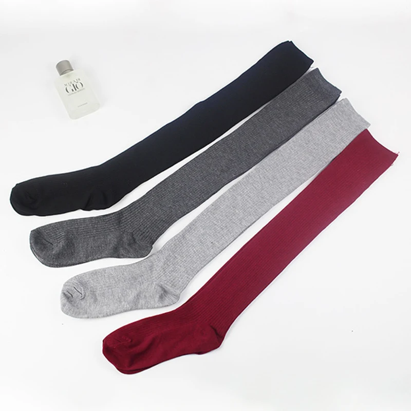 1/4 Pairs Women Autumn Winter Warm Vertical Striped Knee High Socks Fashionable College Style Soft Comfortable Long Tube Socks