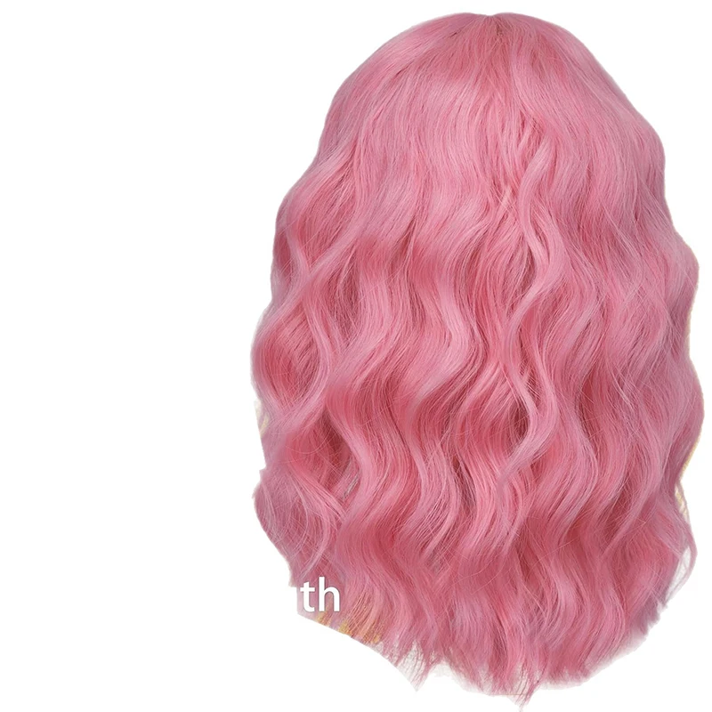 볼 헤드웨어 쇄골 헤어 가발 여성용 물결 모양 컬러풀 어깨 길이 헤어 파티 패션 드레스업 화학 섬유 짧은 곱슬머리