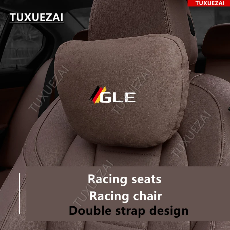 For Mercedes Benz GLE Car Headrest Any seat can be used Pillow Deer skin velvet Double strap design Support Auto Accessories