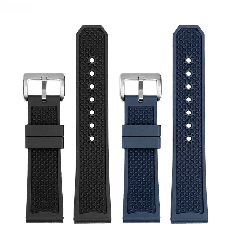 Fluororubber Watch Strap 23mm 24mm Compatible For Cartier Calibre London Tank W7100 Series Watchband Durable Rubber Watch Strap