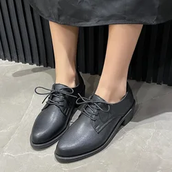 2024 Women Spring New Black Platform Flats Shoes Women Loafers Slip on Boat Shoes Designer Casual Leather Oxfords zapatos mujer