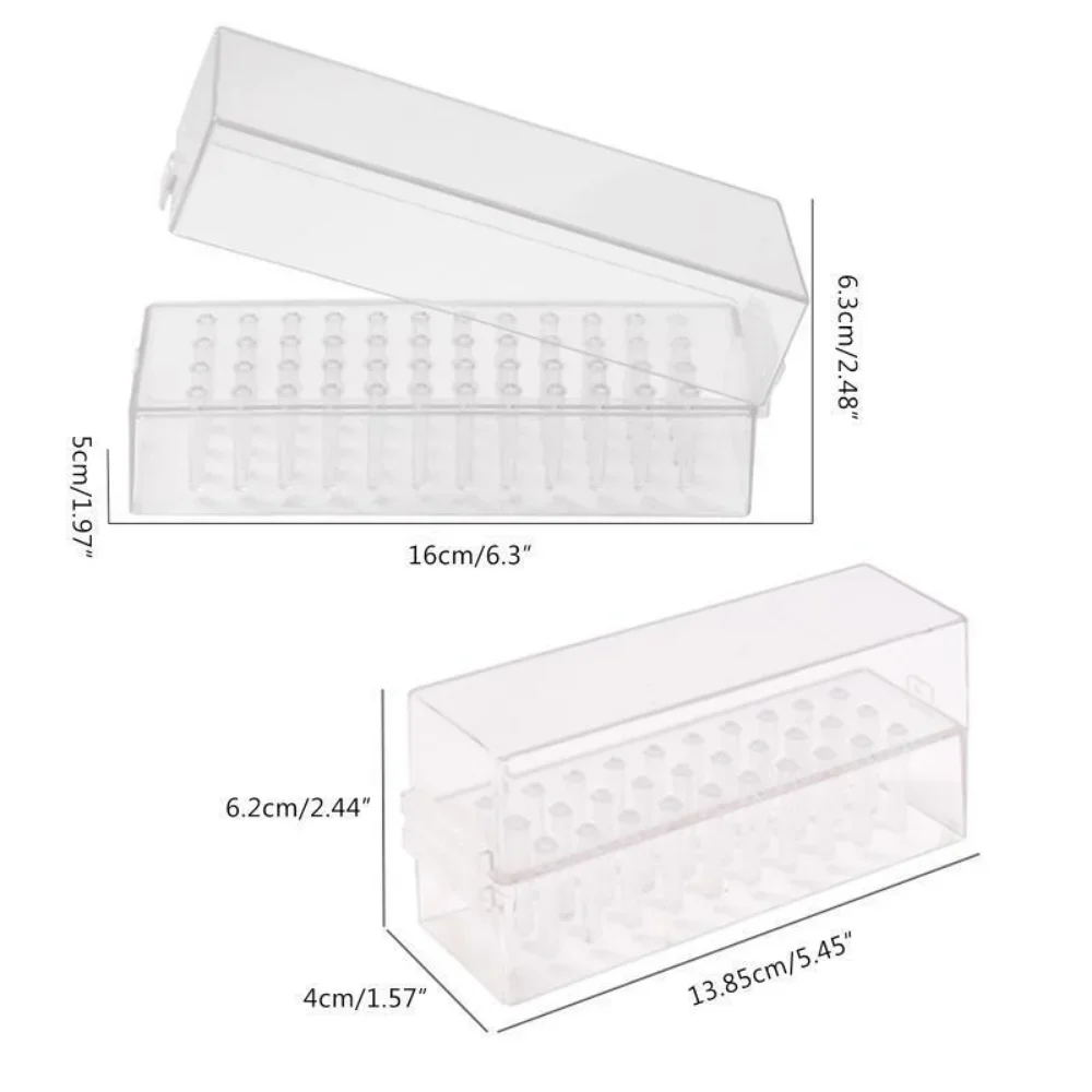 30/48 Holes Nail Drill Bit Holder Storage Case Stand Display Milling Cutter Box Manicure Empty   Acrylic Container