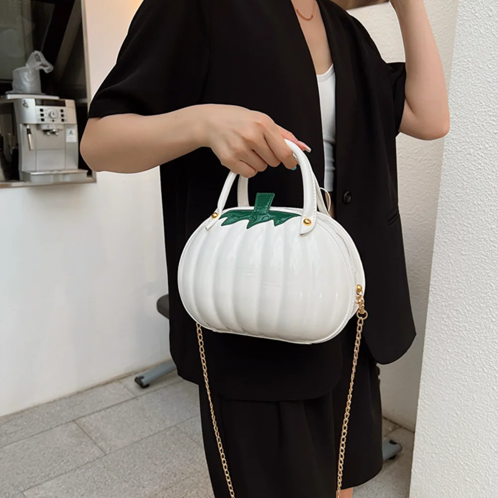 Halloween Chain Crossbody Bag Cute Pumpkin Shaped Candy Purses Fashion Women Shoulder Bag Waterproof PU Leather Tote Handbags