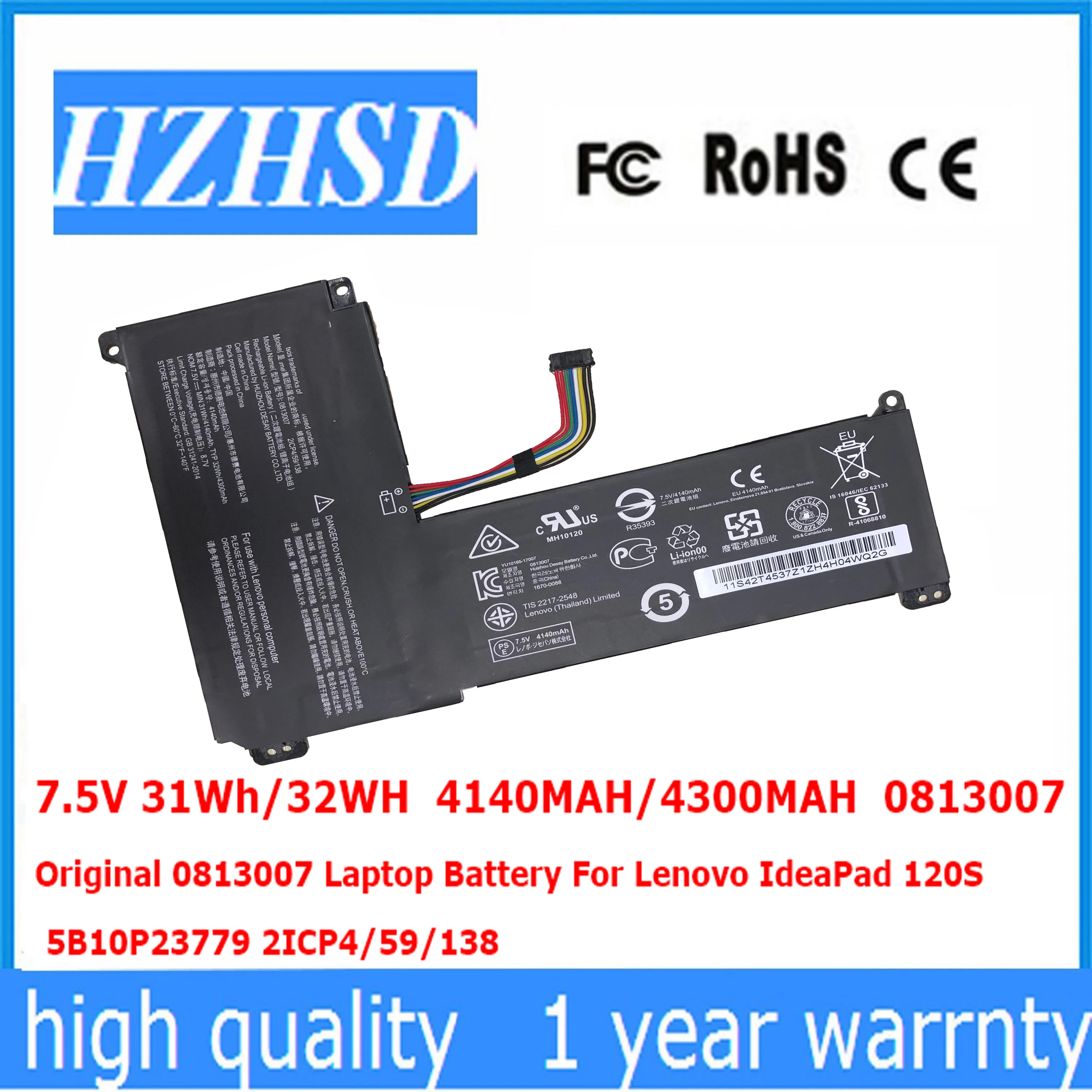 7.5V 31Wh/32WH 4140MAH/4300MAH 0813007 Original Laptop Battery For Lenovo IdeaPad 120S 5B10P23779 2ICP4/59/138