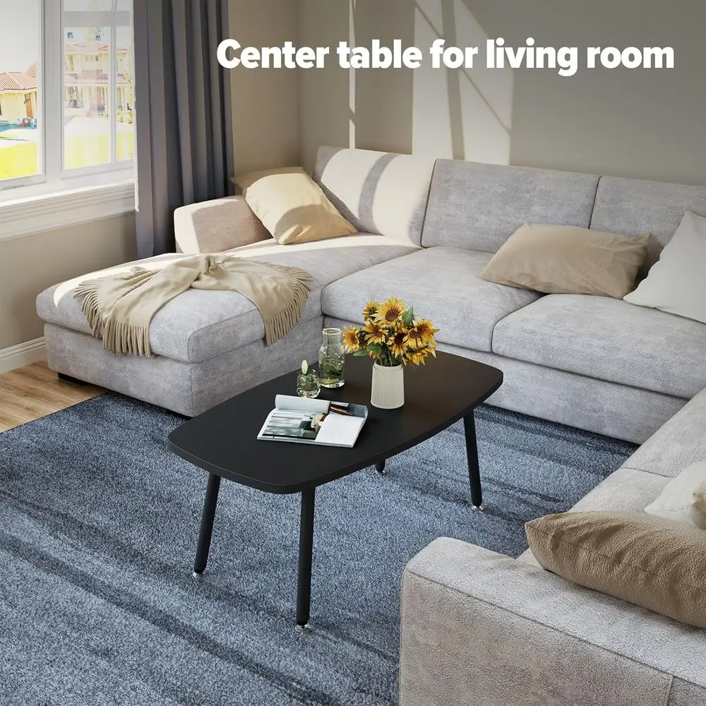 طاولة قهوة حديثة مستطيلة قابلة للطي، 39.3 أسود، محمولة للمساحات الصغيرة، غرفة المعيشة، لا تحتاج إلى تجميع #6