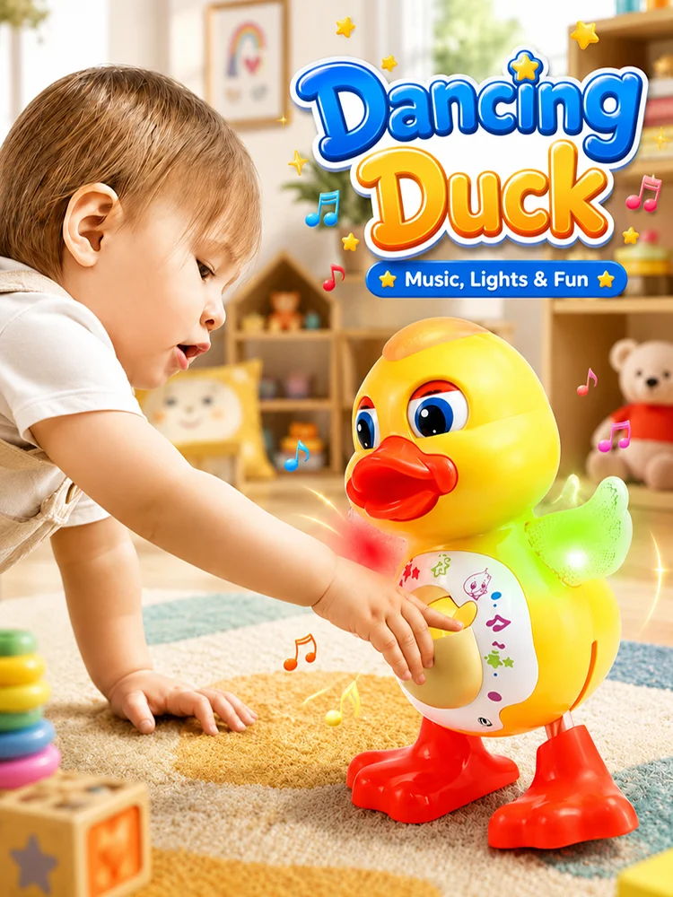 Electric Dancing Duck Toy Shake The Body Interactive Music And Flickering Lights Early Educational Boy Girl Toys Birthday Gifts
