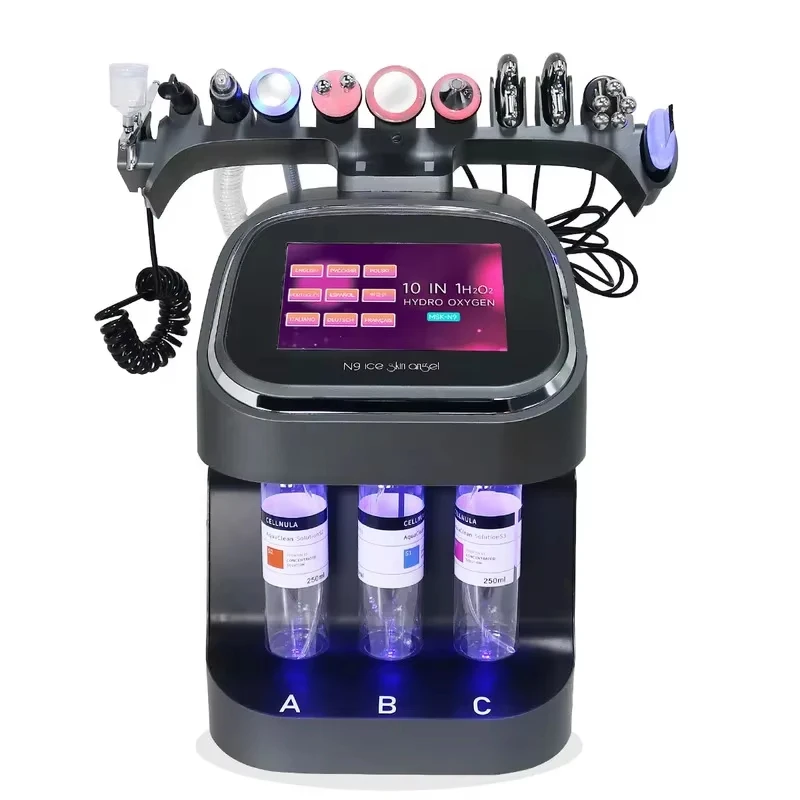 10 in 1 Microdermabrasion Aqua Peeling Machine Hydro Oxygen Dermabrasion Facial Body Whitening Deep Cleaning Device H2O2