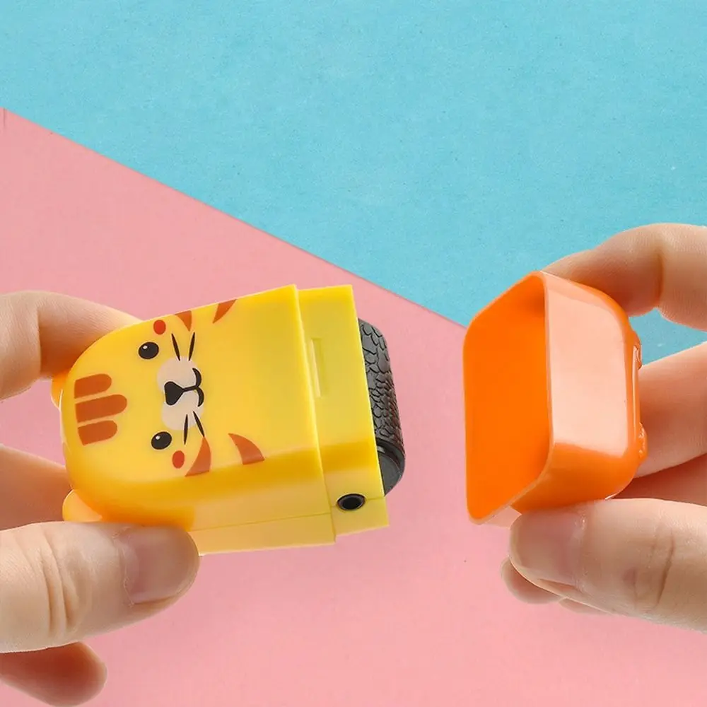 3 Color Cartoon Security Stamp Roller Self-Inking Portable Rolling Privacy Seal Express Bill Applicator Messy Code