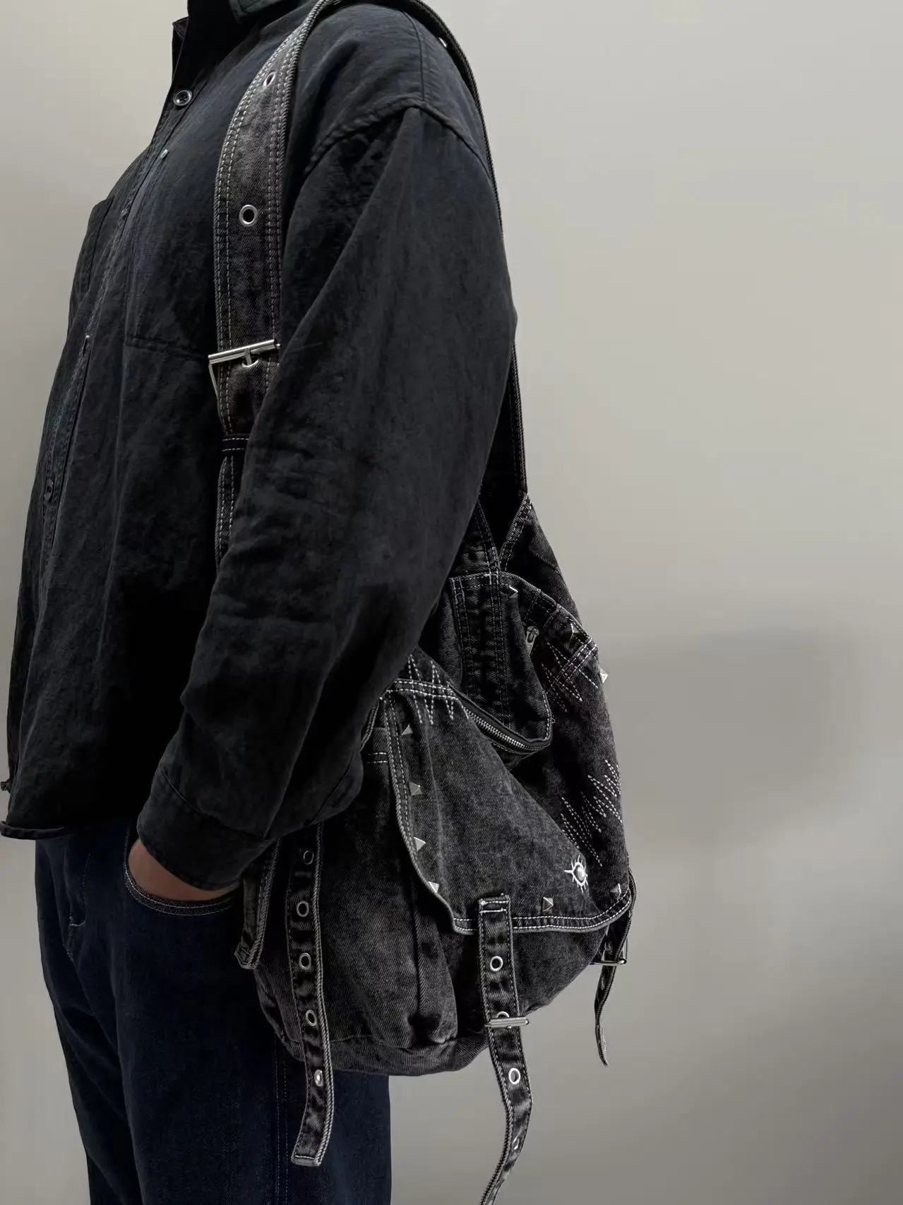 

Джинсовая большая сумка с талией в стиле ретро, большая сумка через плечо на одно плечо, модная сумка-мессенджер, повседневная сумка