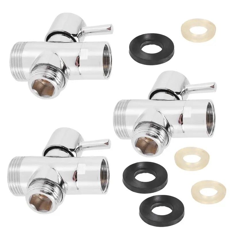 AT21-6X SOLID Diverter 3-Way Diverter Valve All 1/2 Inch IPS Shower System Spare Part, Copper Chrome Plating