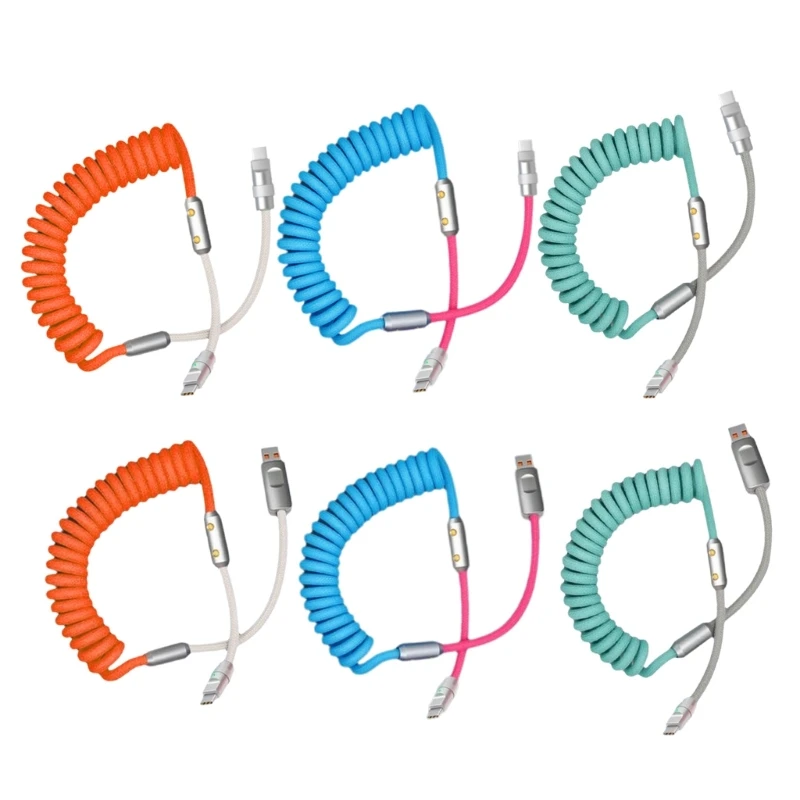 Metal Spring Charging Cable 120W Quick Charging For Phone 15 Type C Charging