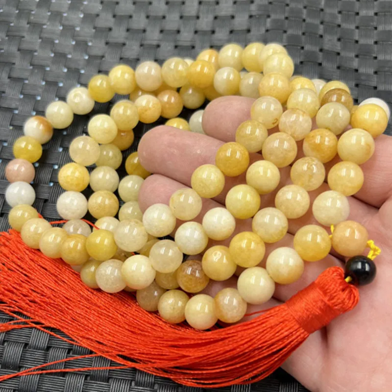 Jade Bracelet Optimized Huanglong Jade Ball Bracelet Quartz Rock Jade108Buddha Beads Bracelet Handheld Prayer Beads Handheld