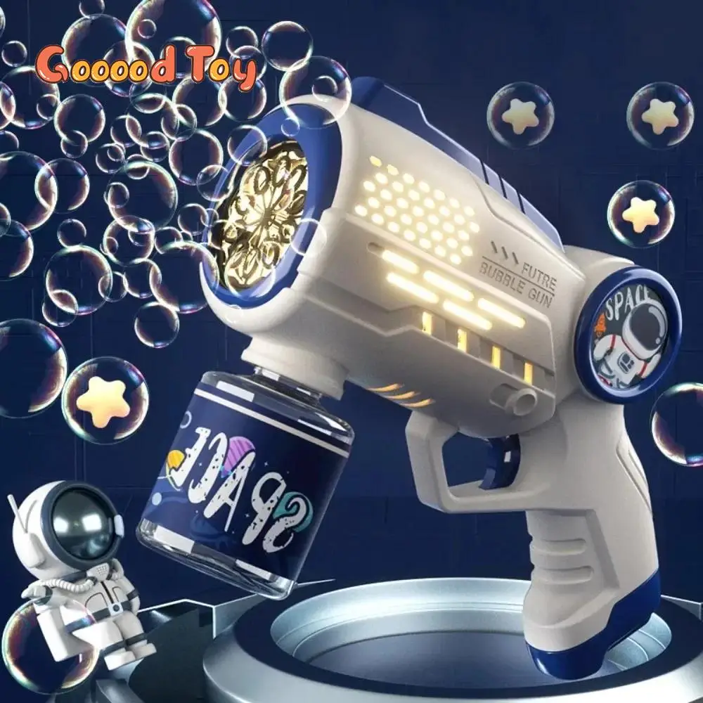 

Electric Space Porous Bubble Gun Fully Automatic Soap Bubble Blower Machine with Lights Outdoor Patry Game Children's Toy Gift