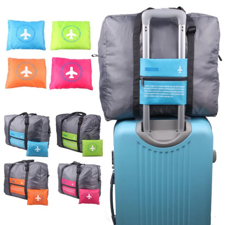 Koreaanse Waterdichte Nylon Opvouwbare Reisopbergtas Grote Capaciteit Vliegtuig Trolley Tas Reisduffels 46X34.5X20Cm