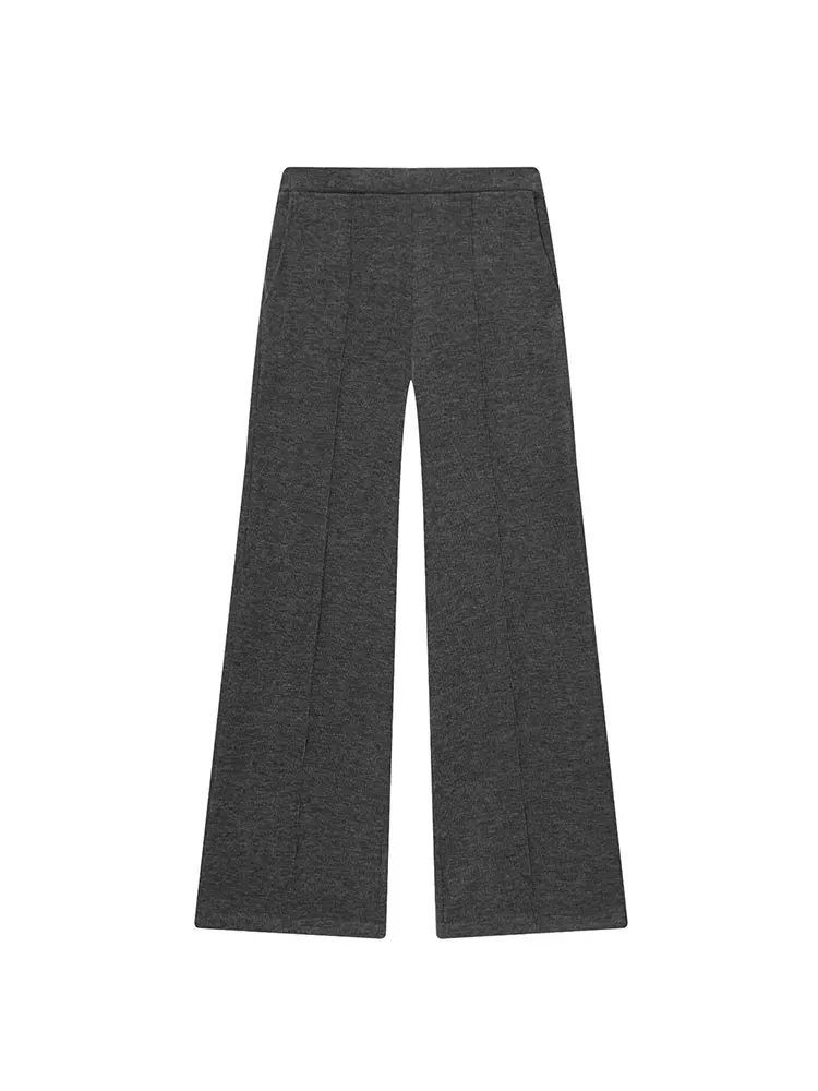 Nlzgmsj-trajes de punto gris para mujer, chaquetas tipo Polo de manga corta con cremallera, pantalones de pierna ancha de cintura alta, conjuntos de moda, otoño